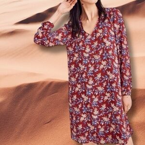Madewell ‘Button-Back Dress in Antique Flora’ in “October Dusty Burgundy” Size S